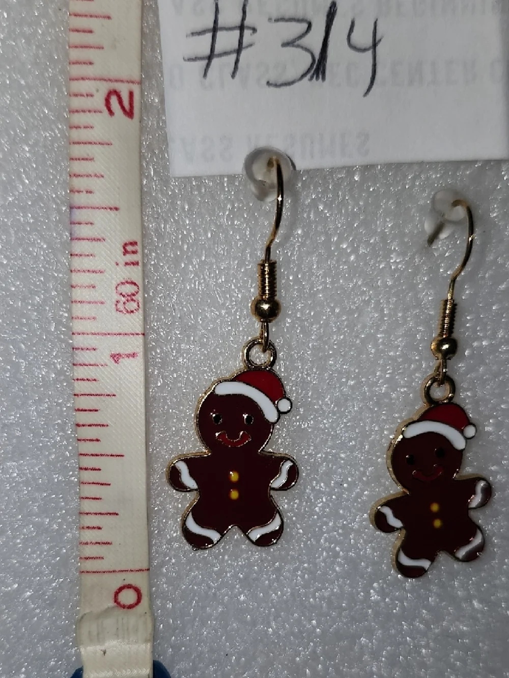 Hand Crafted Red Gingerbread Santa Hat Earrings